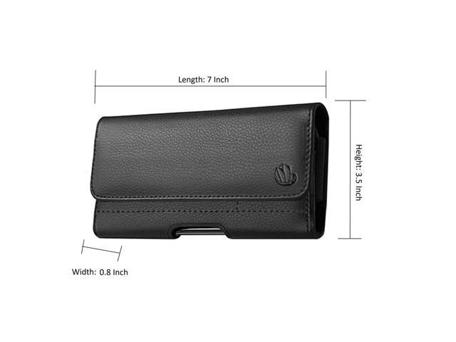 For TCL K11 T432W Belt Clip Credit Card 7.0 Black Pouch Case Phone Cover - (Large)