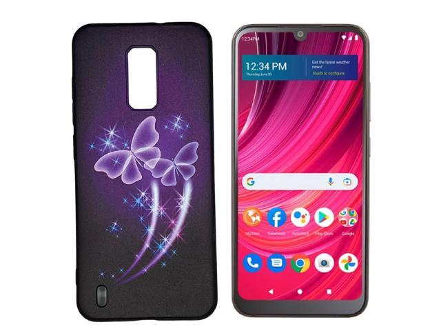 For Blu View 4 B135DL TPU Flexible Skin Cover Cell Phone Case - Purple Butterfly