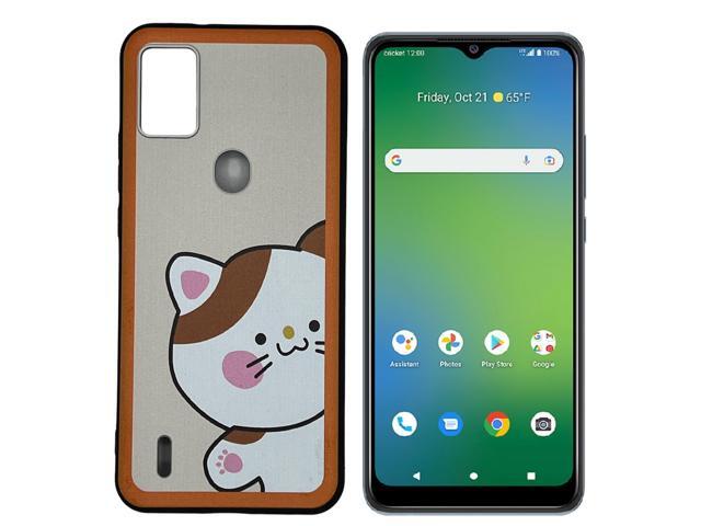 For AT & T Motivate 4 2023 TPU Flexible Skin Cover Cell Phone Case + Tempered Glass - Cat