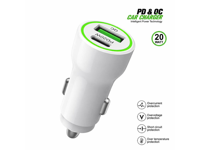 For BLU View 5 B160V 20W Car Charger PD + 2.4A USB - Car Charger Adapter Only