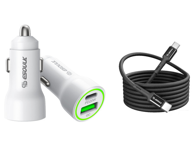For BLU View 5 B160V 20W Car Charger PD + 2.4A USB with 3ft C to C cable