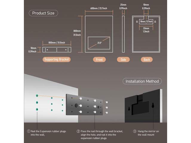 33' x 24' Smart Bathroom Vanity Waterproof Mirror Build in 21.5' Touch Screen TV with Adjustable 3 Color Led Lighted