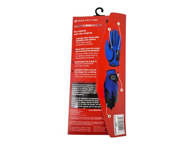 Zero Friction Junior Left Hand Golf Glove Compression Fit Performance Blue