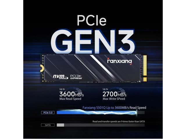 fanxiang S501Q SSD 1TB PCle 3.0x4 Internal Solid State Drive, NVMe M.2 2280 Internal Solid State Drive, SLC Cache 3D NAND QLC Up to 3500MB/s for...