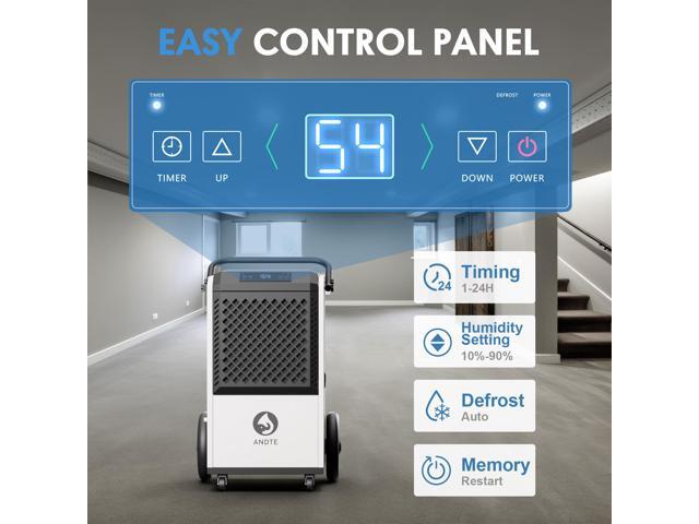 ANDTE 250 Pints Commercial Dehumidifier, Crawl Space Dehumidifier for Basement, with 6.56ft Drain Hose and 24 Hr Timer, Spaces up to 8000 Sq ft,...