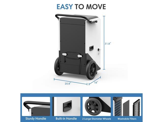 ANDTE 250 Pints Commercial Dehumidifier, Crawl Space Dehumidifier for Basement, with internal automatic drain pump, 6.56ft Drain Hose and 24 Hr...
