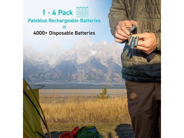 paleblue USB Rechargeable AA Batteries (4-Pack) - 2550mWh Lithium Ion, 1.5V, 1000+ Charge Cycles, Includes 4-in-1 USB-A to USB-C Charging Cable,...