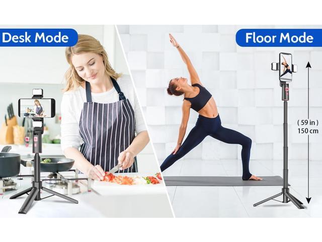 Extendable Auto Face Tracking Tripod with Light, 360 Rotating Tripod, Both Auto or Manual Moving Control, Smart Cameraman Shooting for Video, Vlog,...