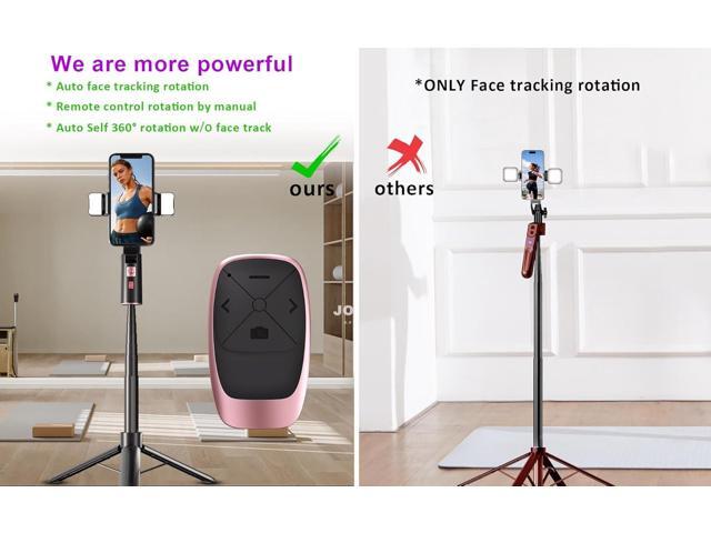 Extendable Auto Face Tracking Tripod with Light, 360 Rotating Tripod, Both Auto or Manual Moving Control, Smart Cameraman Shooting for Video, Vlog,...