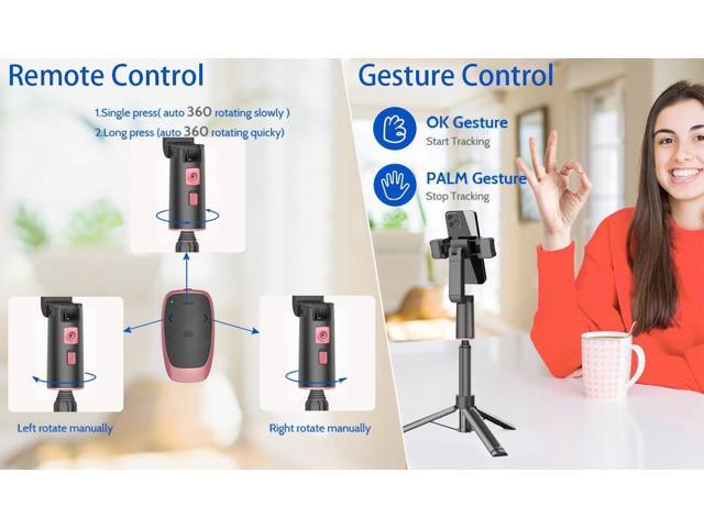 Extendable Auto Face Tracking Tripod with Light, 360 Rotating Tripod, Both Auto or Manual Moving Control, Smart Cameraman Shooting for Video, Vlog,...