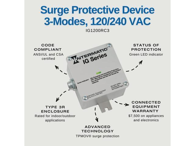 Intermatic IG1200RC3 - Advanced Surge Protection with TPMOV Technology - Rainproof Design for Indoor/Outdoor Use - 3-Year Warranty and $7,500...
