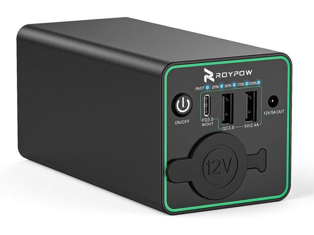 RoyPow 30W PD Portable Charger with 12V 10A Constant Voltage Cigarette Lighter Socket, 86.58Wh USB C Laptop Power Bank, 18W QC & 12V DC Battery...