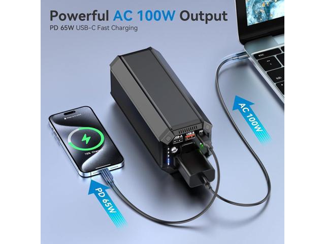 Portable Power Bank with AC Outlet, 100W Portable Laptop Charger, 98Wh/27000mAh High Capacity with 65W PD USB C Laptop Battery Bank, Backup Power...