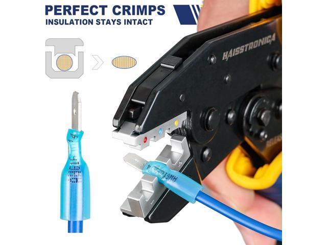 haisstronica 6 in 1 Crimping Tool Kit and Wire Stripper, Ratcheting Wire Crimper with 6 PCS Interchangeable Dies for Heat...