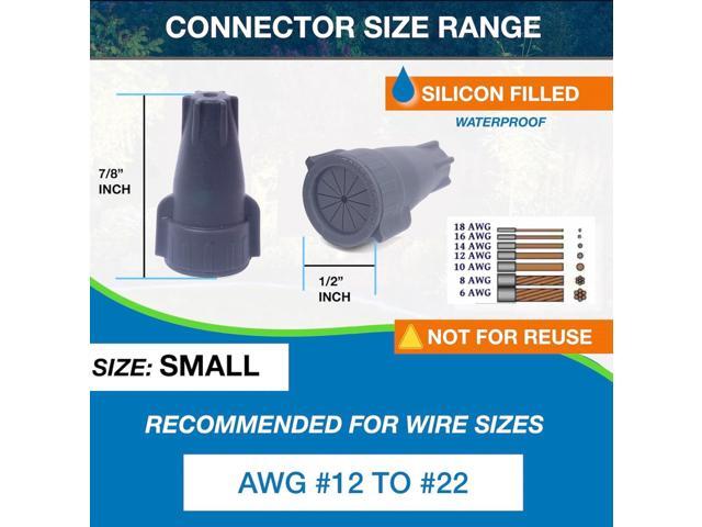 100 Pack 12-22 AWG Premium Waterproof Wire Connectors Landscape Wire Connector Electrical Caps for Led Landscape Light Irrigation Valves Outdoor...