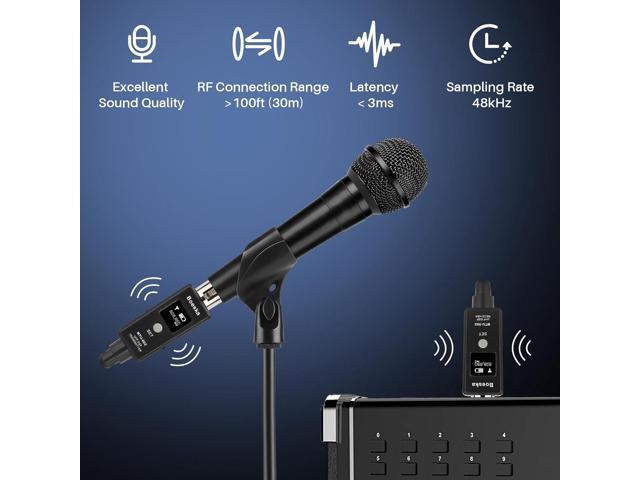 Wireless Transmitter And Receiver For Dynamic Microphones And Music Sources, UHF Wireless XLR Adapter System, 48k Frequency Signal Transmission,USB...