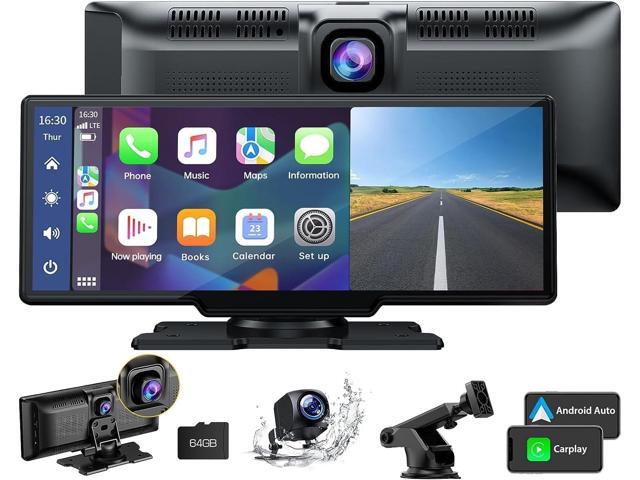 LAMTTO 9.26' Wireless Carplay and Android Auto with 2.5K Dash Cam, 1080P Backup Camera, Portable Touchscreen GPS Navigation for Car, Car Stereo.