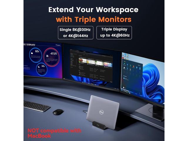 TobenONE 18-in-1 Triple 4K@60Hz Monitor Docking Station with 150W Power Supply, USB C Laptop Docking Station Stand(Single 4K@144Hz), 2.5Gbps...