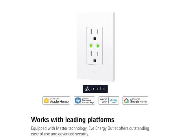 Eve Energy Outlet (Matter) Smart Outlet & Power Meter, App & Voice Control, No Bridge, Thread, Works with Apple Home, Alexa, Google Home,...