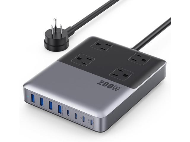 12-in-1 Charging Station USB C Power Strip with 5ft Cord and Plug,200W GaN IV USB C Charger Block,4 AC Outlets,4 USB-A,4 USB-C for MacBook,iPhone...