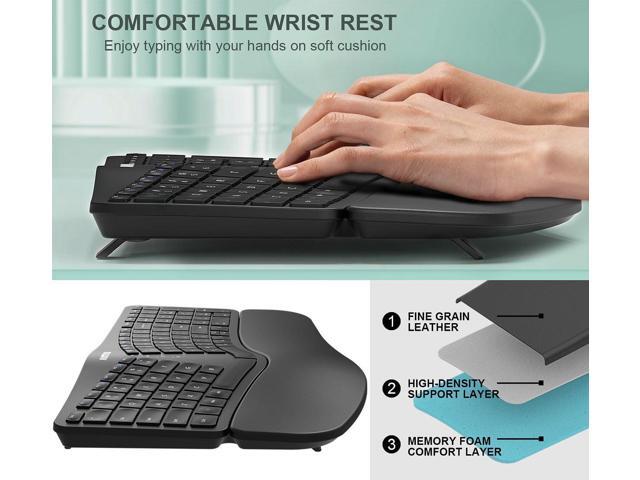 Arteck Split Ergonomic Keyboard with Cushioned Wrist and Palm Rest, 2.4G USB Wireless Comfortable Natural Ergonomic Split Keyboard, for Windows...