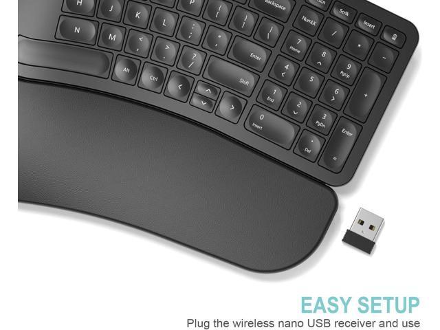 Arteck Split Ergonomic Keyboard with Cushioned Wrist and Palm Rest, 2.4G USB Wireless Comfortable Natural Ergonomic Split Keyboard, for Windows...
