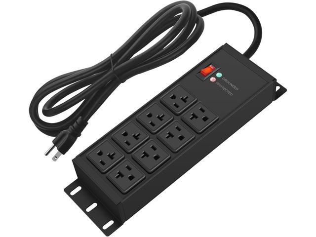 CCCEI Magnetic Heavy Duty Power Strip Surge Protector 20Amp, 12 Gauge High Amp Extension Outlets, Garage Wall Mount 8 Plug Metal Power Strip. 25FT,...
