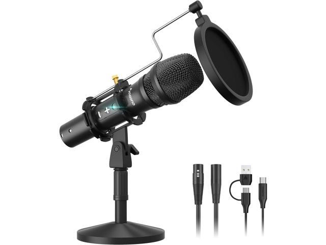 MAONO USB/XLR Podcast Dynamic Microphone, Studio Mic Kit with Volume Control, Shock Mount, Pop Filter, Ideal for Vocal, Instruments Recording,.