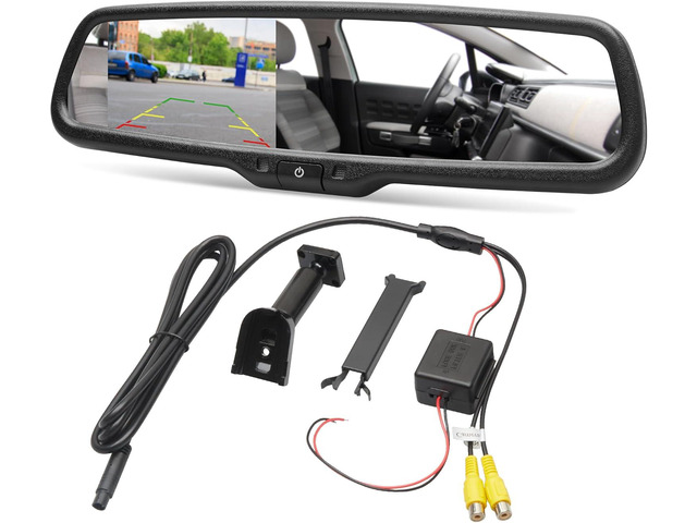 RED WOLF 4.3' Anti-glare Rear View Backup Mirror Monitor W/Dual Channel Fit Ford F150 2004-2014, F250/350 04-2015, Toyota Tacoma 2011-2015, Corolla...