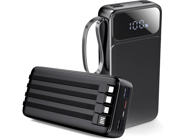 Portable Charger Power Bank 50000mAh- 7 Outputs & 3 Inputs USB-C PD 22.5W Fast Charging Powerbank Battery Pack with Built-in Cables and Ports LED...
