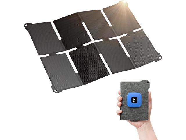 [Upgraded] BigBlue Ultra-Light Portable 25W Solar Panel Charger with USB-A and USB-C Ports, 0.84 lbs Pocket-Size IP68 Waterproof, Folded Solar...