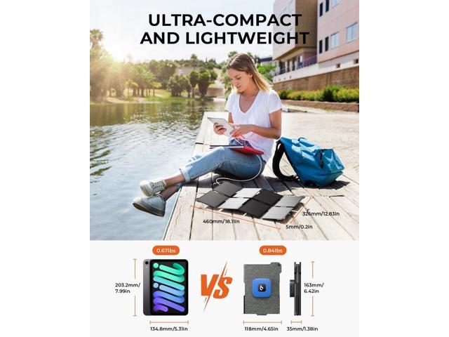 [Pocket-Size]BigBlue Portable 25W Solar Panel Charger, Folding Solar Charger with USB-A and USB-C Ports, IP68 Waterproof Solar Panel for...