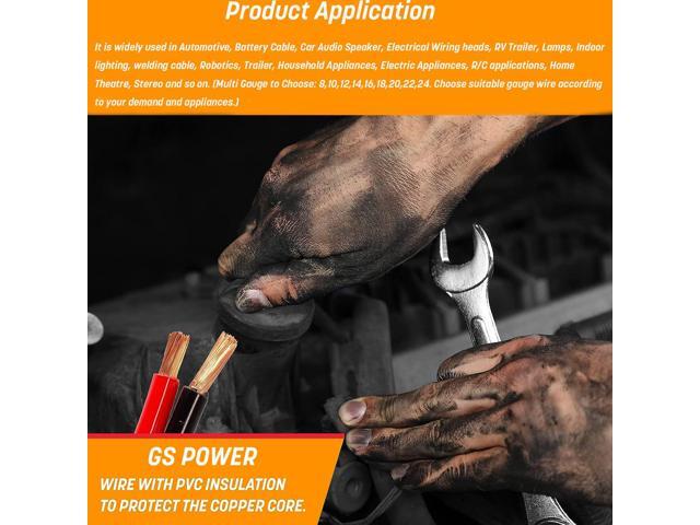 GS Power 300ft 18 Gauge Wire Oxygen Free Pure Copper Primary Wire, 50ft Roll, 6 Colors, OFC 12v 18AWG for Automotive Audio Video Electric Trailer...