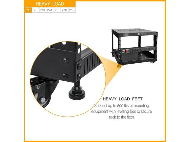 RIVECO 6U Network Rack with Reinforced Top & Bottom Vented Plates- 4 Rolling Wheels Floor Standing Rack for 19' Equipment & Stereo Gear- Including...
