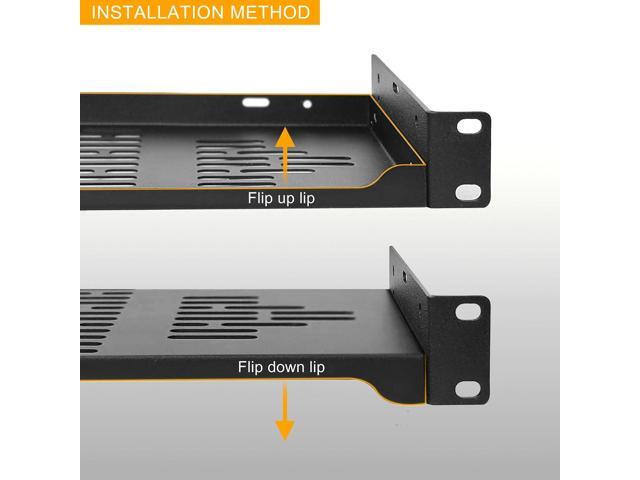 RIVECO 2 PCS 12 Rack Shelves for 19 inches Network Rack & Cabinets, 1U Rack Mount Shelf Vented Cantilever Tray, for Server, IT & Sound Equipment