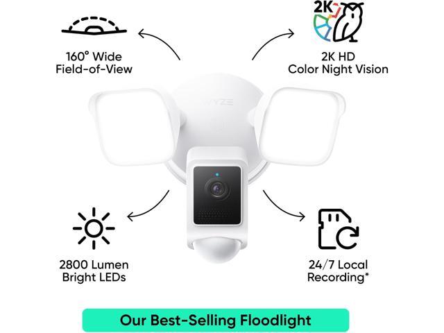 WYZE Floodlight Camera v2, Security Camera Outdoor, 2K HD with Color Night Vision, 2800-Lumen LEDs, 160° Wide View, 105dB Siren, Works with Alexa &...