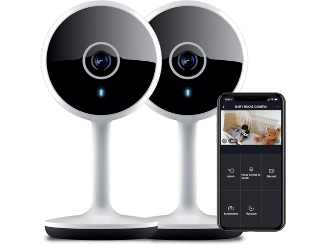 Geeni Vivid 2 Pack Indoor Smart Security Cameras, 1080p HD Wi Fi Surveillance, Motion Detection, Night Vision, Two Way Audio, Works with Alexa &...