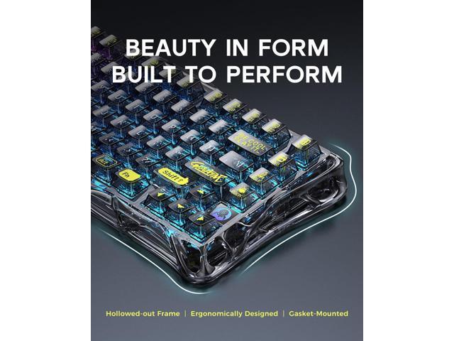 GravaStar Mercury K1 Lite 75% Gaming Keyboard, 2.4GHz/BT/Wired Tri-Mode Wireless Keyboard, Gasket Hot Swappable Mechanical Keyboard, Pre-lubed...