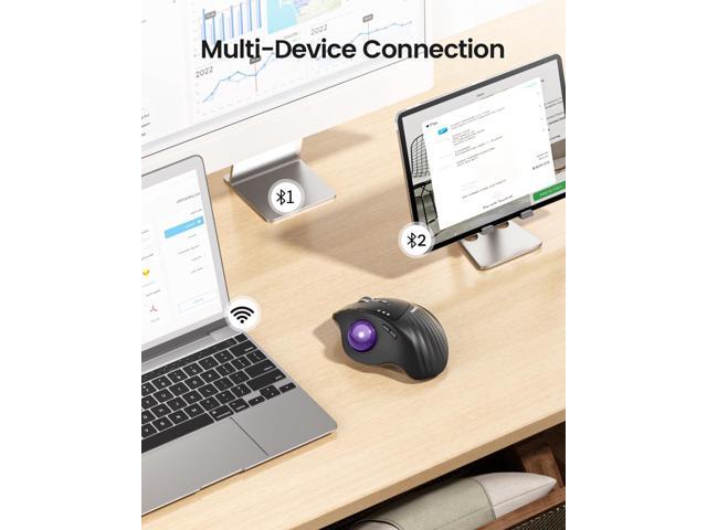ProtoArc Wireless Trackball Mouse, EM01 NL Ergonomic Bluetooth Rollerball Thumb Rechargeable Computer Laptop Mouse, Adjustable Angle & 3 Device...