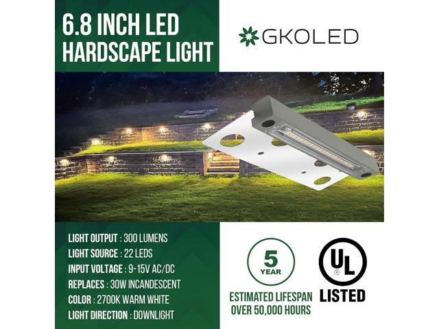 GKOLED Hardscape Light, Paver Wall Lights, 6.8 Inches Step Lighting, Integrated 4W 2700K LED Chips, Solid Powder Coated Die-cast Aluminum Housing,...