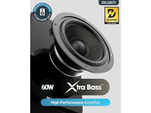 Majority D40 Active Bookshelf Speakers Powered Stereo Studio Speakers Powerful Amplified 2.0 Channel Sound Bluetooth, Optical, RCA, USB & Aux...