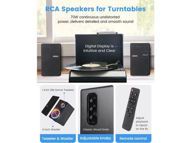 Powered Bookshelf Speakers Pair, 70W Surround Sound Home Stereo Speakers Wired Optical/ARC/RCA/AUX/BT Input Active Record Player Speakers with 4'...