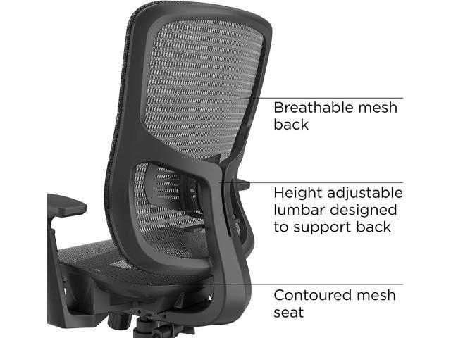 Staples Kroy Ergonomic Office Task Chair, Breathable Mesh Swivel Seat & Back, Adjustable Height, Lumbar Support, Black