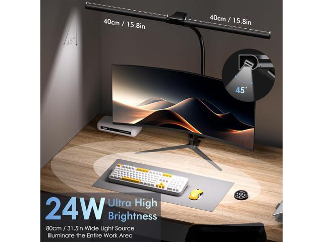 Desk Lamp with Clamp, 31.5' LED Desk Lamp for Home Office, 24W Gesture Sensing Control Desk Light, Dimmable & Color Temperature, Eye-Caring Office...