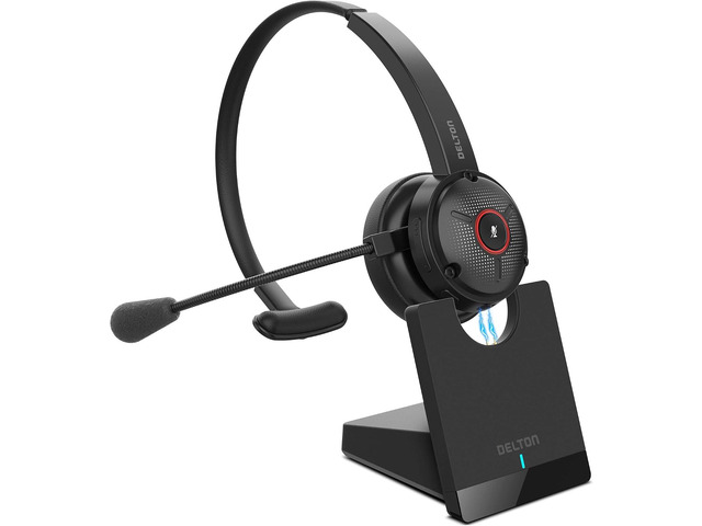 Delton 50X Noise Canceling Bluetooth Computer Headset with Charging Dock Wireless headset for Laptop/PC/iMac/Tablet/Smartphones, Compatible with...