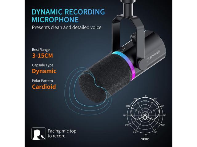 FEELWORLD PM1 XLR USB Dynamic Microphone with Boom Arm Stand Gifts for Podcast Recording PC Computer Gaming Live Streaming Vocal Voice-Over, Studio...