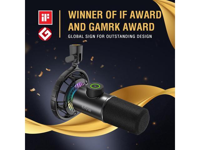 FIFINE USB Gaming Microphone, RGB Dynamic Mic for PC, with Tap-to-Mute Button, Plug & Play Cardioid Mic with Headphone Jack for Streaming, Podcast,...