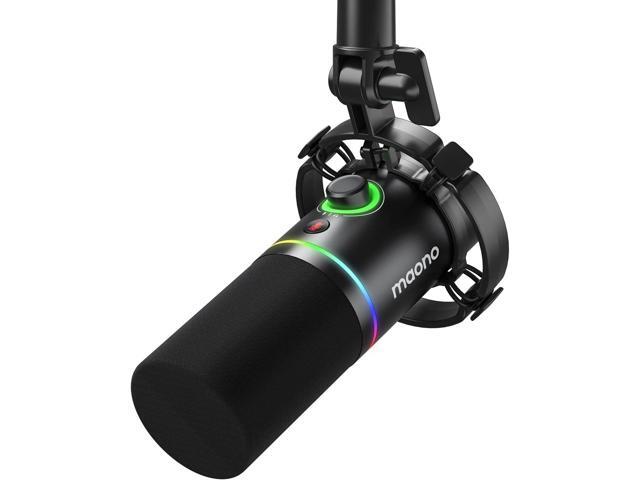 MAONO XLR/USB Dynamic Microphone, RGB Gaming Mic with Software, Mute, Gain Knob, Volume Control and Headphone Jack for Streaming, Podcasting,...