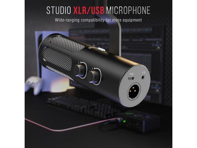 FIFINE XLR/USB Podcast Dynamic Microphone for Streaming, Studio XLR Microphone, PC Streamer Mic All Metal with Mute Button, Headphone Jack, for...