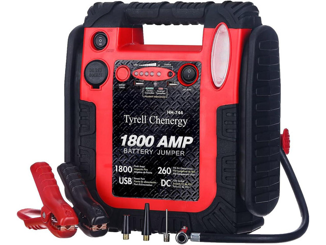 New Upgrade Car Battery Jump Starter & Portable Air Compressor, 1800A 20000mAh 12V Jump Box Power Station, 260PSI Tire Inflator (Up to 8.0L...
